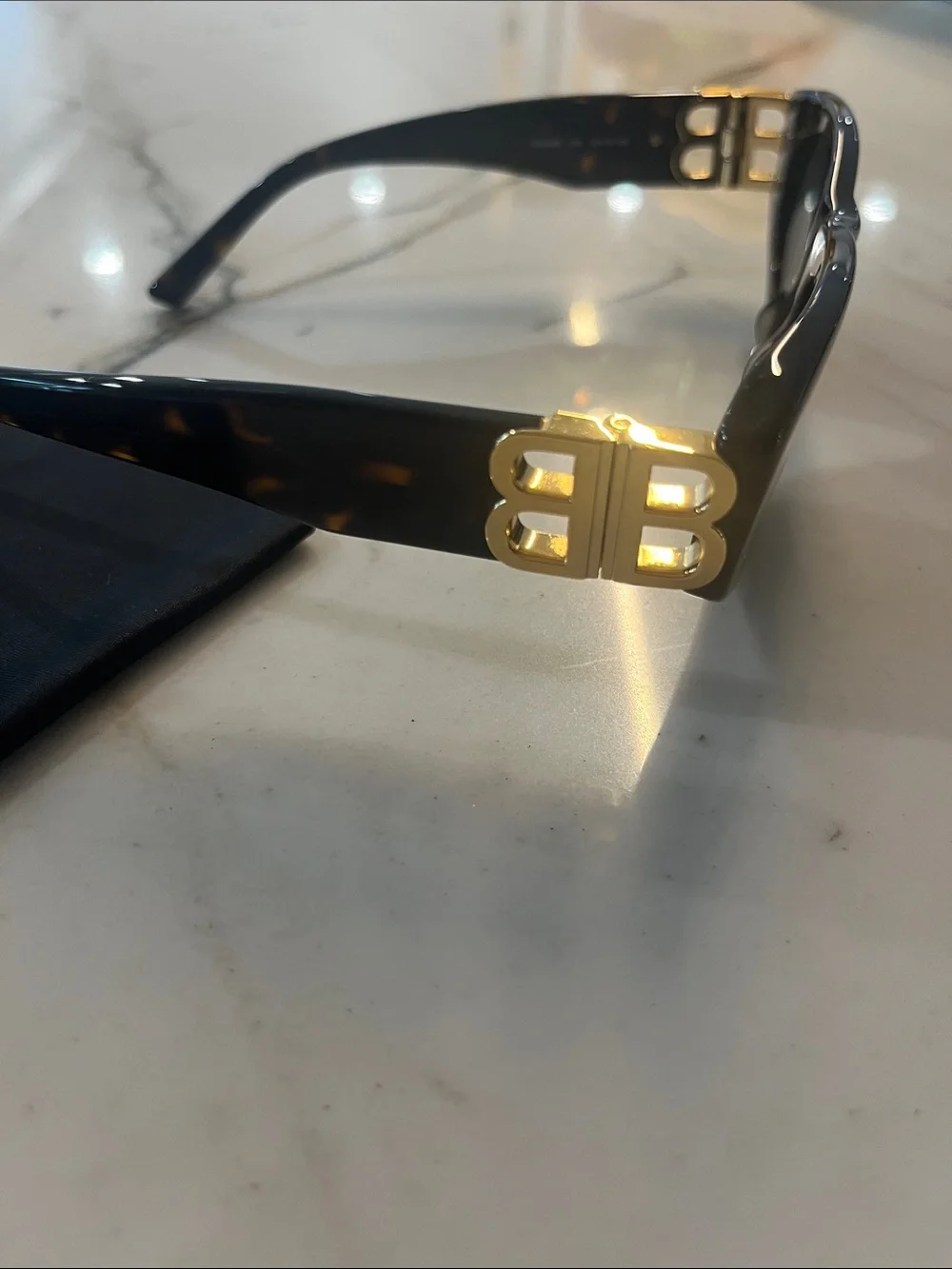 Balenciaga Black Sunglasses with Gold BB Hardware BBOO95S